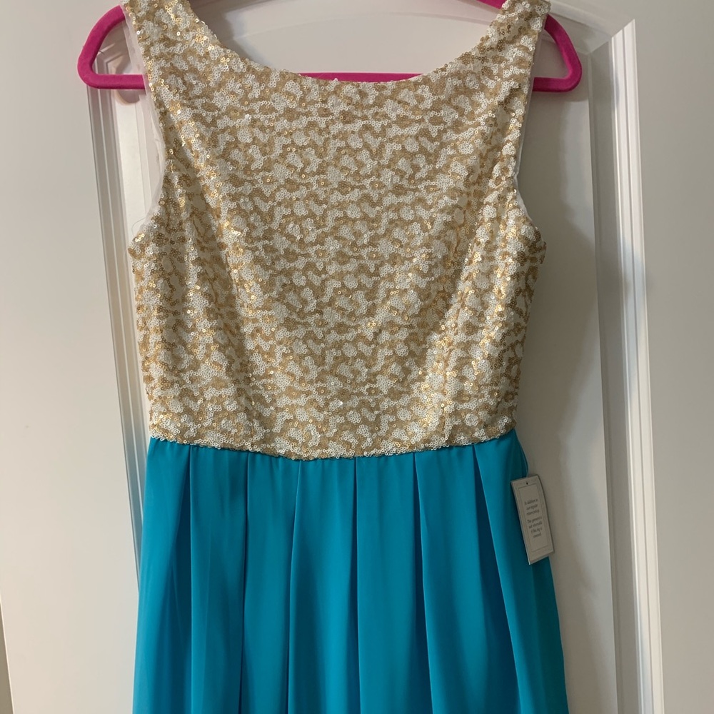 Blue and gold formal dress